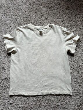 H&M 100% Cotton Crewneck T-Shirt in Cream